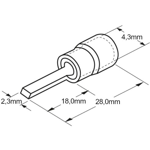 Flache Spitze 2,3x18mm 19A - Rot