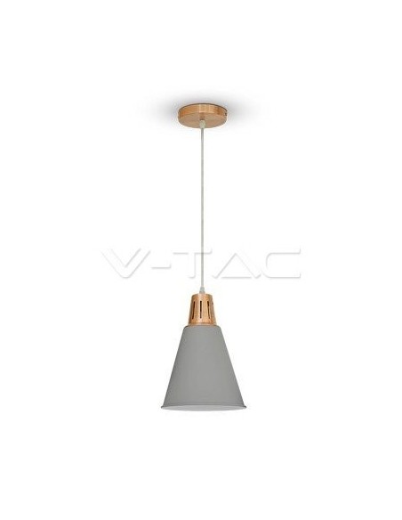 V-TAC VT-7520-G 3701 Modern LED Satin Metal Chandelier with E27 Lampholder (Max 60W) Matt Grey Colour with Copper Shank