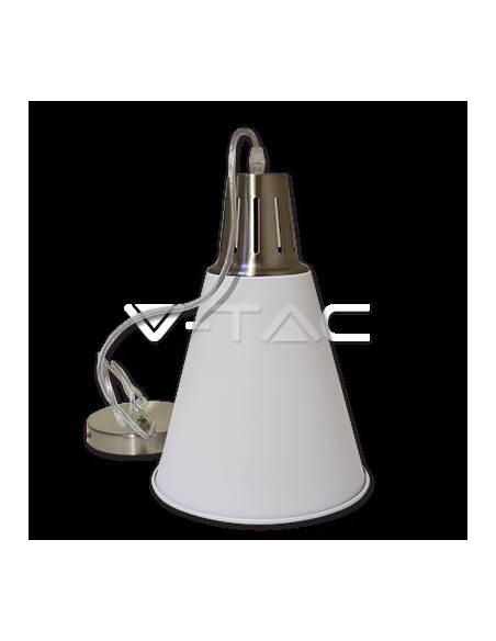 V-TAC VT-7520-WH 3702 LED-Kronleuchter aus satiniertem Metall mit E27-Fassung (max. 60 W) in den Farben Mattweiß und Silber