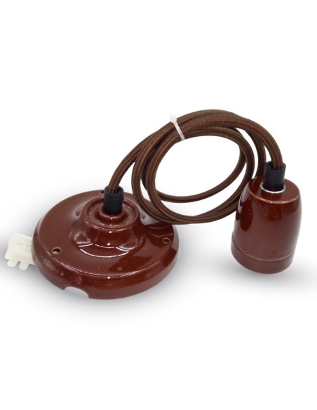 V-TAC VT-7998-BR 3810 Porcelain Lampholder E27 (Max 60W) Brown Colour and Rope Cable