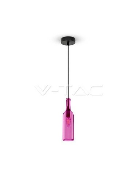 V-TAC VT-7558-RO 3774 Lampadario LED a Bottiglia in Vetro con Portalampada E14 (Max 60W) Colore Rose'