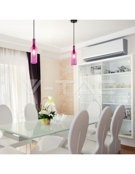V-TAC VT-7558-RO 3774 LED Glazen Fles Kroonluchter met E14 Lamphouder (Max 60W) Rose' Kleur