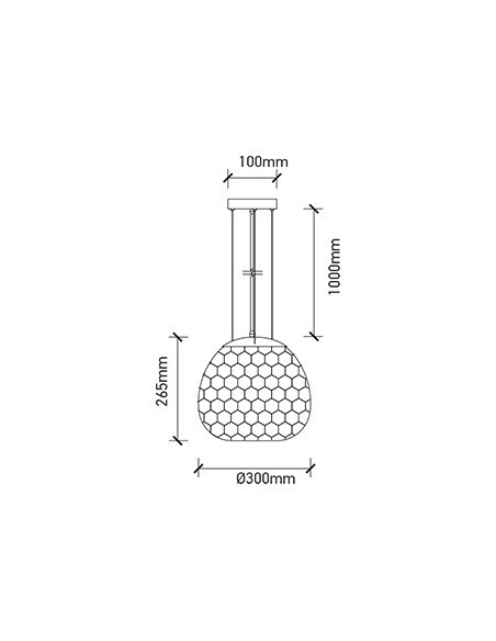 V-TAC VT-7306 3883 Luminaire LED sphérique en verre nid d'abeille avec 3 fils et douille E27 (Max 60W) Couleur claire