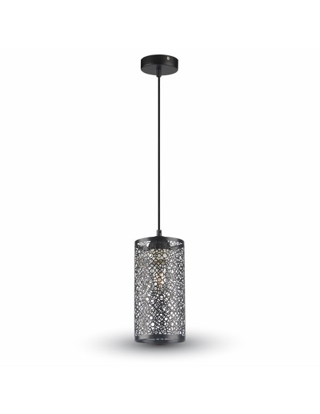 V-TAC VT-7131-MB 3825 Lampadario LED a Cilindro Alveolare in Metallo Satinato con Portalampada E27 (Max 60W) Colore Nero Opaco