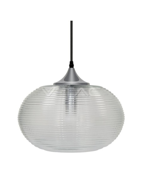 V-TAC VT-7350-HT 3879 LED-Kronleuchter aus geriffeltem Glas und Metall mit E27-Fassung (max. 60W) Klar