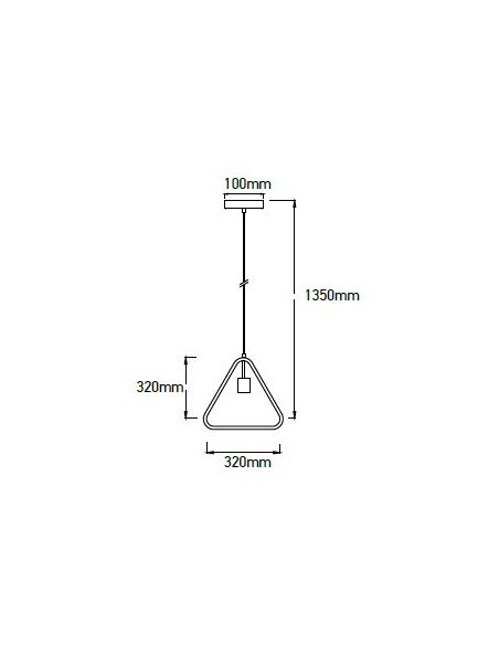 V-TAC VT-7321-MB 3838 Driehoekige LED Metalen Kroonluchter met E27 Lamphouder (Max 60W) Kleur Mat Zwart