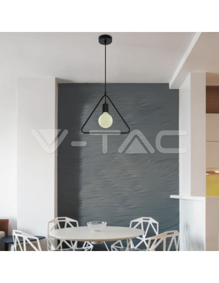 V-TAC VT-7321-MB 3838 Luminaire métallique triangulaire à LED avec douille E27 (Max 60W) Couleur noir mat
