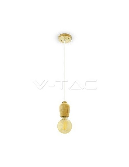 V-TAC VT-7778-W 3720 Lámpara LED de madera con portalámparas E27 (máx. 60W) con cable blanco