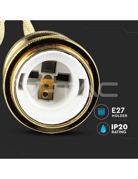 V-TAC VT-7555-MG 3844 Suspension Lampholder E27 (Max 60W) Metal Colour Gold