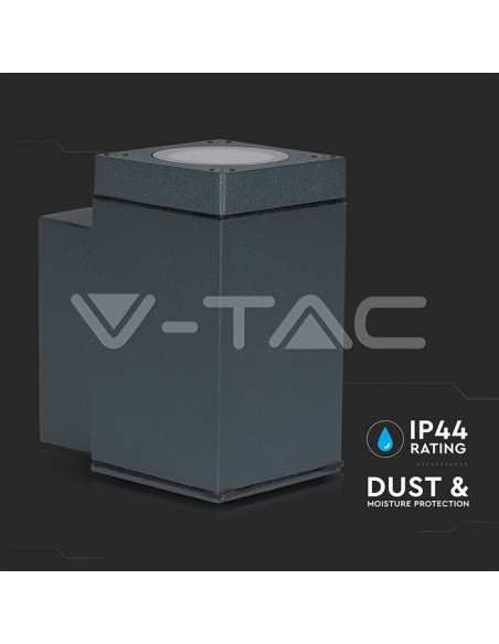 V-TAC VT-841 8626 LED Wandlamp met GU10 Onderste Lichtbundel Kleur Donkergrijs IP44