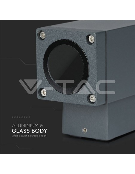 V-TAC VT-841 8626 LED Wall Lamp with GU10 Lower Light Beam Colour Dark Grey IP44