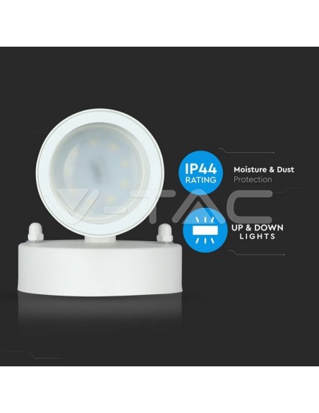 V-TAC VT-7622 7570 Round LED Wall Light 2 GU10 (Max 2*35W) IP44 Matt White Colour