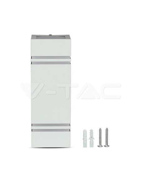 V-TAC VT-7662 7543 Applique murale carrée à LED 2 GU10 (Max 2*11W) Blanc IP44
