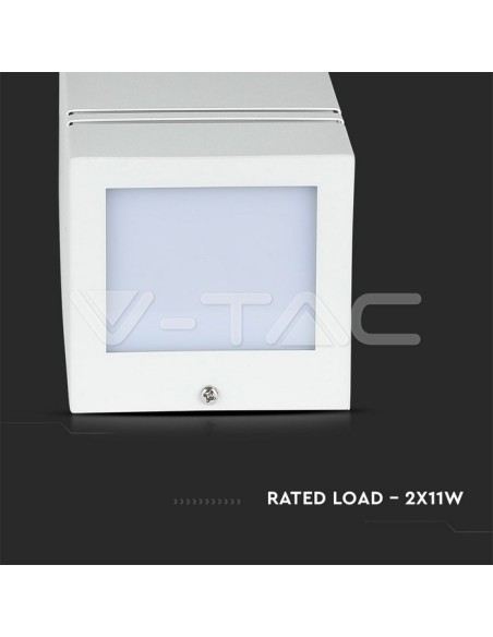 V-TAC VT-7662 7543 Vierkante LED Wandlamp 2 GU10 (Max 2*11W) Wit IP44