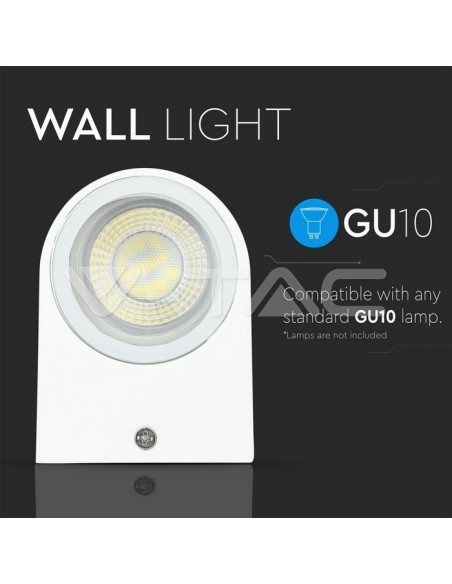 V-TAC VT-7651 7540 Runde LED-Wandleuchte GU10 (Max 35W) Weiß IP44