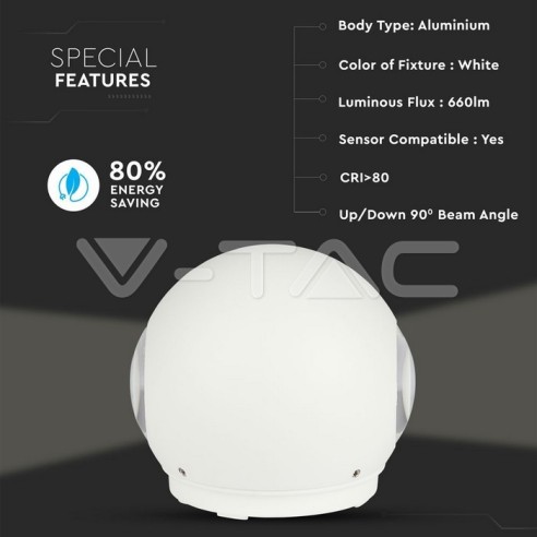 V-TAC VT-836 8306 LED Spherical Wall...
