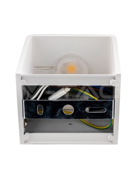 V-TAC VT-758 7095 Square LED COB Wall Light 5W couleur blanc satiné Faisceau lumineux supérieur et inférieur 4000K IP20