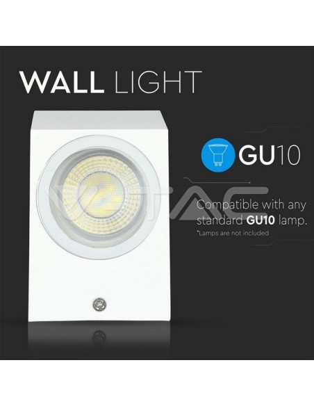 V-TAC VT-7651 7539 Square LED Wall Light Bulb GU10 (Max 35W) White IP44