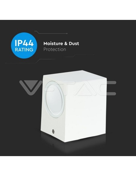 V-TAC VT-7651 7539 Portafaretto LED da Muro Quadrato GU10 (Max 35W) Colore Bianco IP44