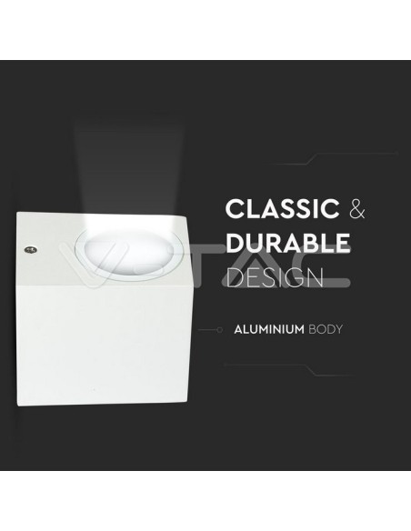V-TAC VT-7651 7539 Square LED Wall Light Bulb GU10 (Max 35W) White IP44