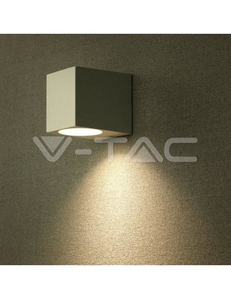 V-TAC VT-7651 7539 Portafaretto LED da Muro Quadrato GU10 (Max 35W) Colore Bianco IP44