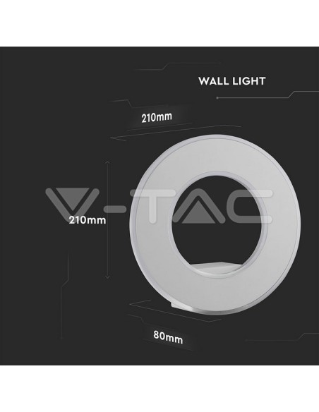 V-TAC VT-710 8225 LED rondstralende wandlamp 9W kleur wit 3000K IP20