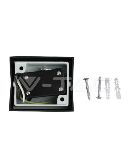 V-TAC VT-7651 7510 Quadratische LED-Wandleuchte GU10 (Max 35W) Farbe Schwarz IP44