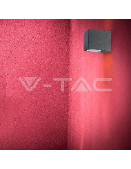 V-TAC VT-7651 7510 Square LED Wall Light Bulb GU10 (Max 35W) Colour Black IP44