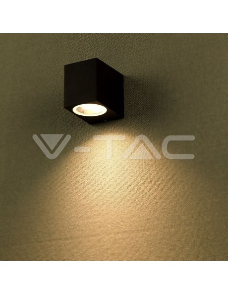 V-TAC VT-7651 7510 Portafaretto LED da Muro Quadrato GU10 (Max 35W) Colore Nero IP44