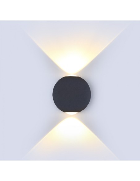 V-TAC VT-836 8303 LED Lámpara de pared esférica 6W Doble haz de luz Color negro 3000K IP65