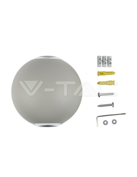 V-TAC VT-836 8301 LED-Kugel-Wandleuchte 6W Doppelter Lichtstrahl 3000K Weiß IP65