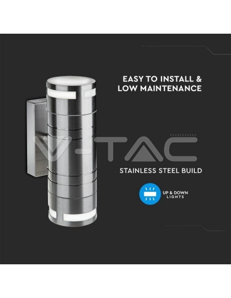 V-TAC VT-7632 7504 LED Round Wall Light 2 GU10 (Max 2*35W) Colour Grey IP44