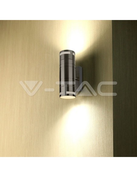 V-TAC VT-7632 7504 LED-Wandleuchte rund 2 GU10 (Max 2*35W) Farbe grau IP44