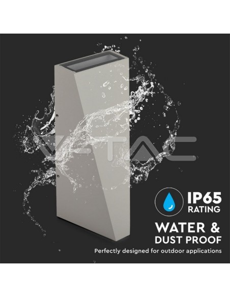 V-TAC VT-826 8300 LED Wall Lamp 6W Dual Light Beam Grey 4000K IP65