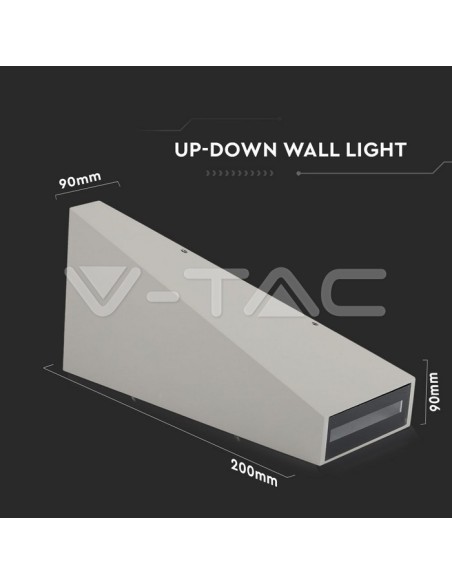 V-TAC VT-826 8300 LED-Wandleuchte 6W Doppelter Lichtstrahl Grau 4000K IP65