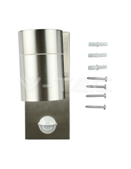 V-TAC VT-7621PIR 7502 LED-Wandleuchte GU10 (Max 35W) mit PIR-Sensor Metall Farbe IP44