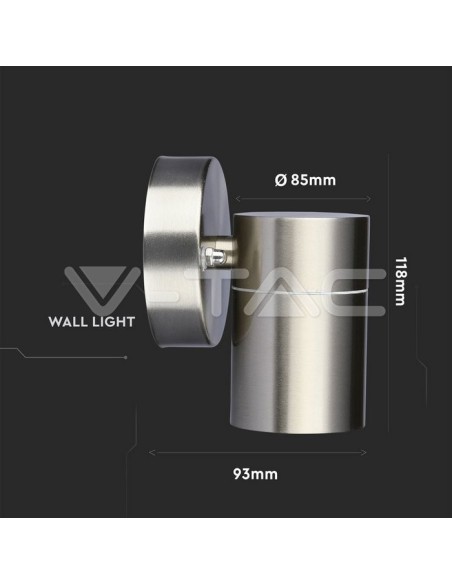 V-TAC VT-7621 7501 Round LED Wall Light Bulb GU10 (Max 35W) Metal Colour IP44