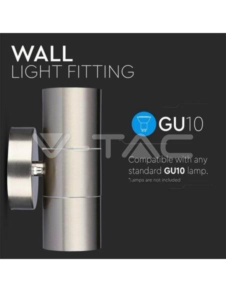 V-TAC VT-7622 7500 Runde LED-Wandleuchte 2 GU10 (Max 2*35W) Farbe Grau IP44