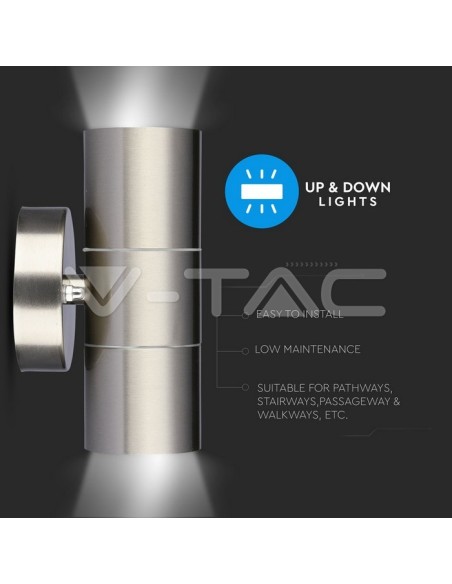 V-TAC VT-7622 7500 Rond LED Wandlamp 2 GU10 (Max 2*35W) Kleur Grijs IP44