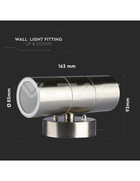 V-TAC VT-7622 7500 Runde LED-Wandleuchte 2 GU10 (Max 2*35W) Farbe Grau IP44