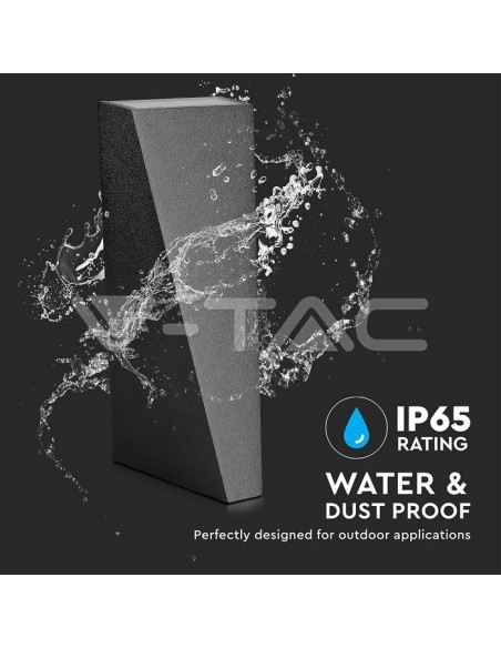 V-TAC VT-826 8297 Lampada LED da Muro 6W Doppio Fascio Luminoso Colore Nero 3000K IP65