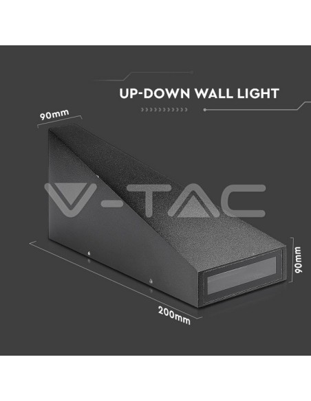 V-TAC VT-826 8297 Lámpara de pared LED 6W Doble haz de luz Color negro 3000K IP65