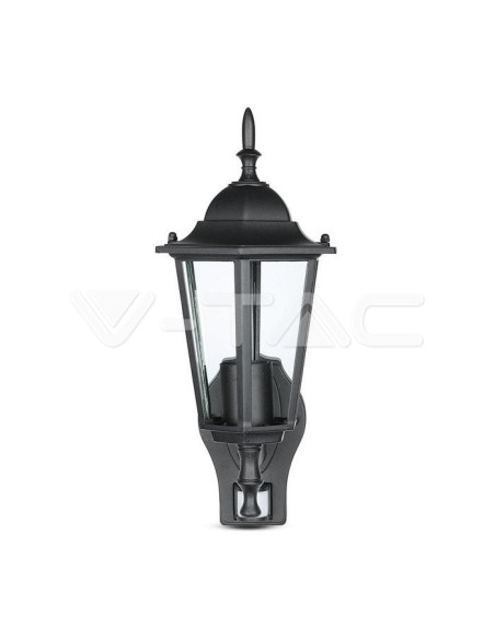 V-TAC VT-751 7070 LED Lantaarn Wandlamp met E27 Lamphouder (Max 60W) met Bewegingssensor Zwart Kleur IP44