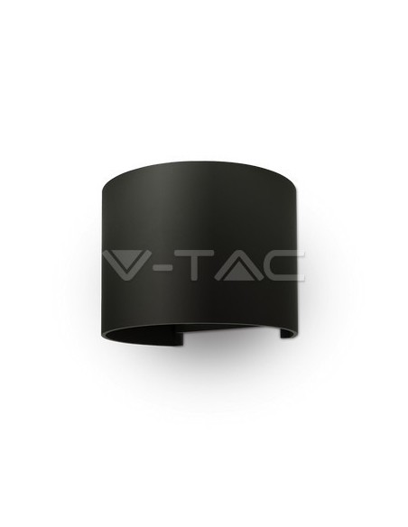 V-TAC VT-756 7081 Applique murale arrondie à double LED COB 6W noir satiné couleur réglable faisceau lumineux 3000K IP65