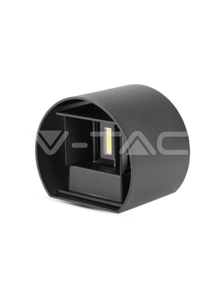V-TAC VT-756 7081 Rounded LED Wall Lamp Double LED COB 6W Satin Black Colour Adjustable Light Beam 3000K IP65