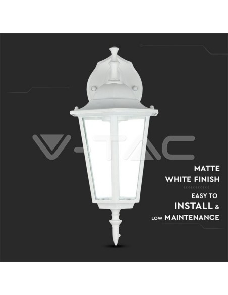 V-TAC VT-750 7069 Lanterne murale LED avec douille E27 (Max 60W) douille descendante Blanc IP44
