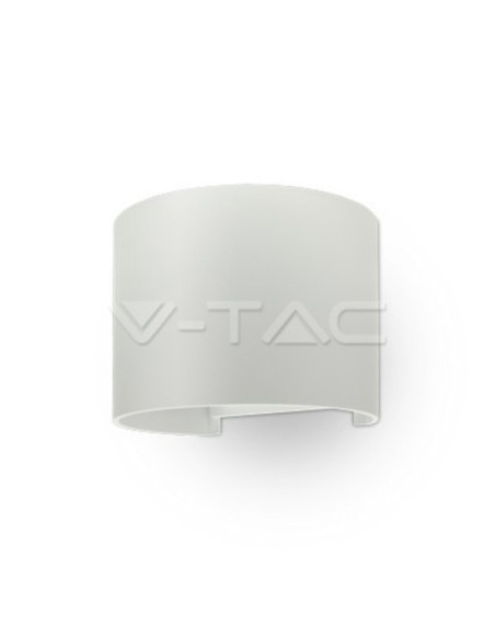 V-TAC VT-756 7082 Lámpara de pared LED redondeada Doble LED COB 6W Color blanco satinado Haz de luz ajustable 3000K IP65