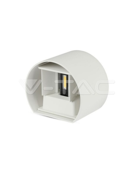 V-TAC VT-756 7082 Rounded LED Wall Lamp Double LED COB 6W Satin White Colour Adjustable Light Beam 3000K IP65