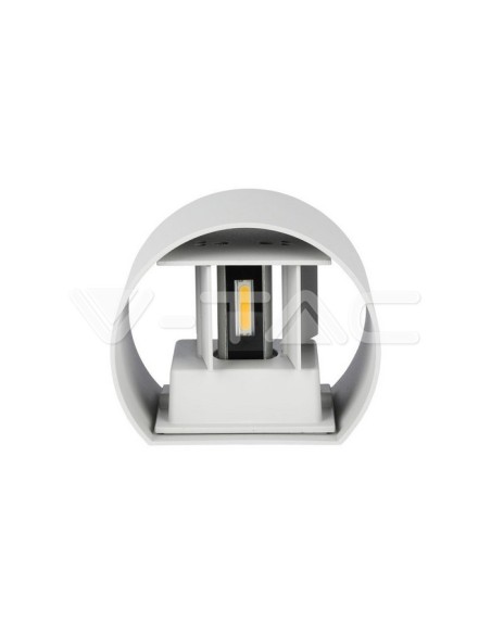 V-TAC VT-756 7082 Lampada LED da Muro Arrotondata Doppio LED COB 6W Colore Bianco Satinato Fascio Luminoso Regolabile 3000K IP65