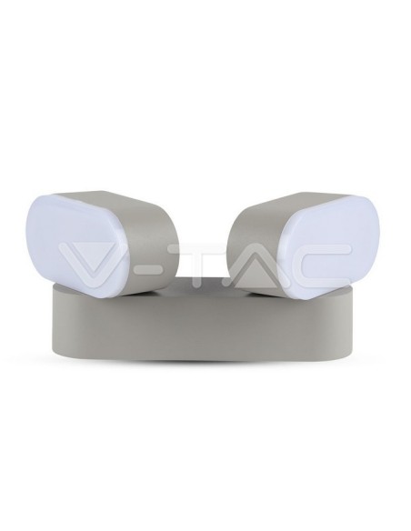V-TAC VT-814 8294 Applique murale ovale à LED 12W Gris avec double tête rotative 3000K IP65